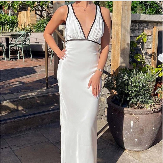 SILKY CONTRAST-TRIM MIDI DRESS FROM YOUR BOX