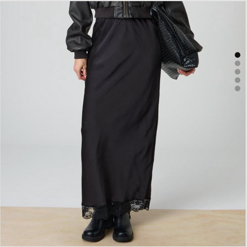 BLACK SATIN MAXI SKIRT FROM YOUR BOX